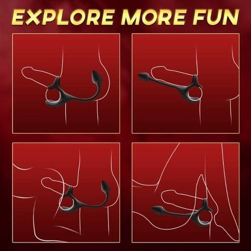 3 In 1 Spherical Vibrating Anal Plug Testicles Stimulator With cock Ring