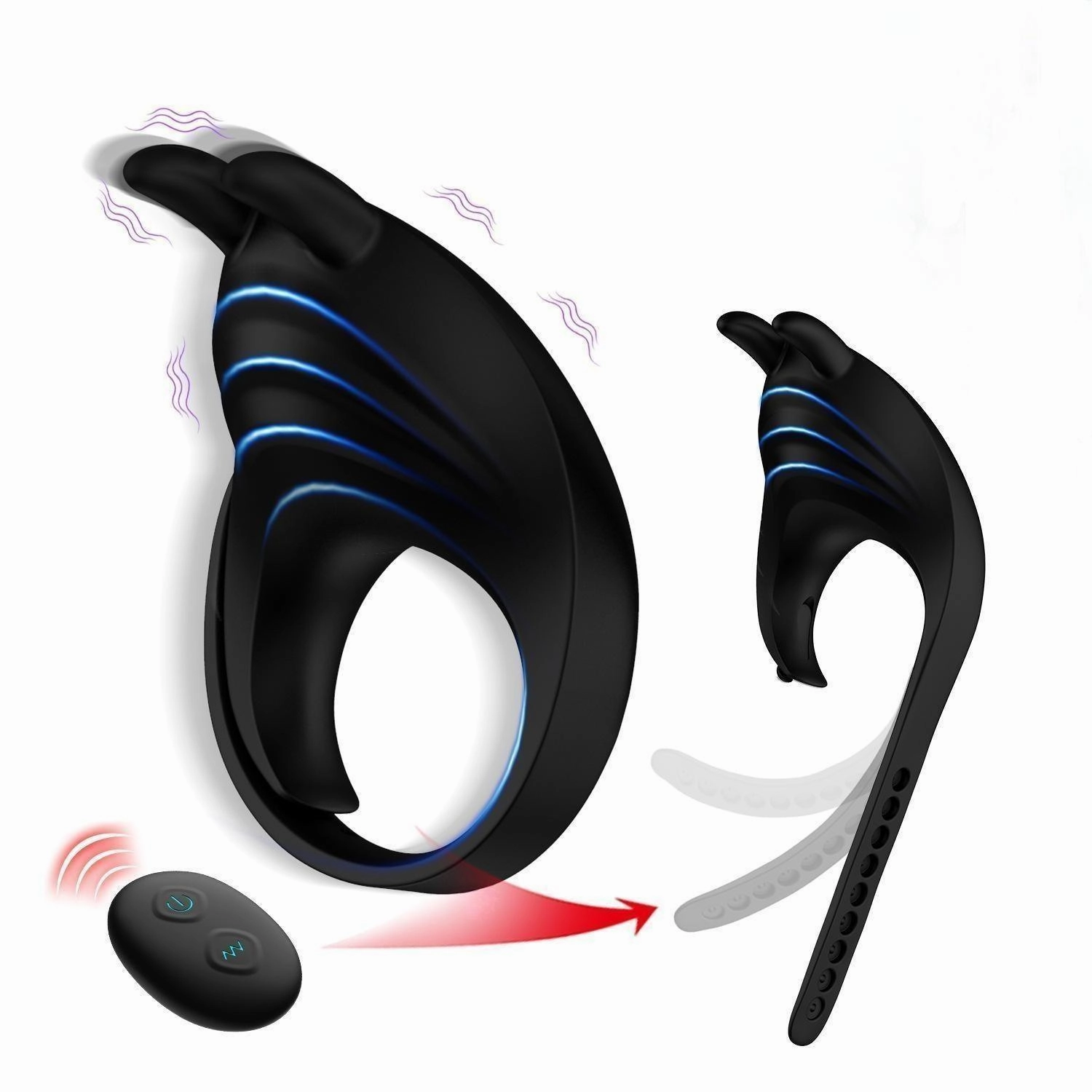 Adjustable Vibrating Penis Ring for Men Testis Stimulation Sex Toy for Couples Remote Control Vibrating Penis Rings for Ejaculation Delay