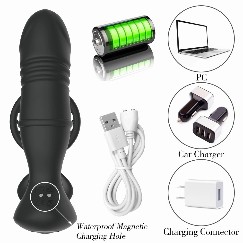 App Controlled Vibrating & Thrusting Butt Plug With Cock Ring - A4