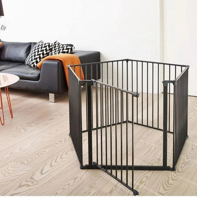BabyDan SG-FXXL826-B Flex XXL Room Divider Adjustable 35 to 138 Inch Extra Wide 28 Inch Tall Wall Mounted Metal Baby and Pet Safety Gate, Black