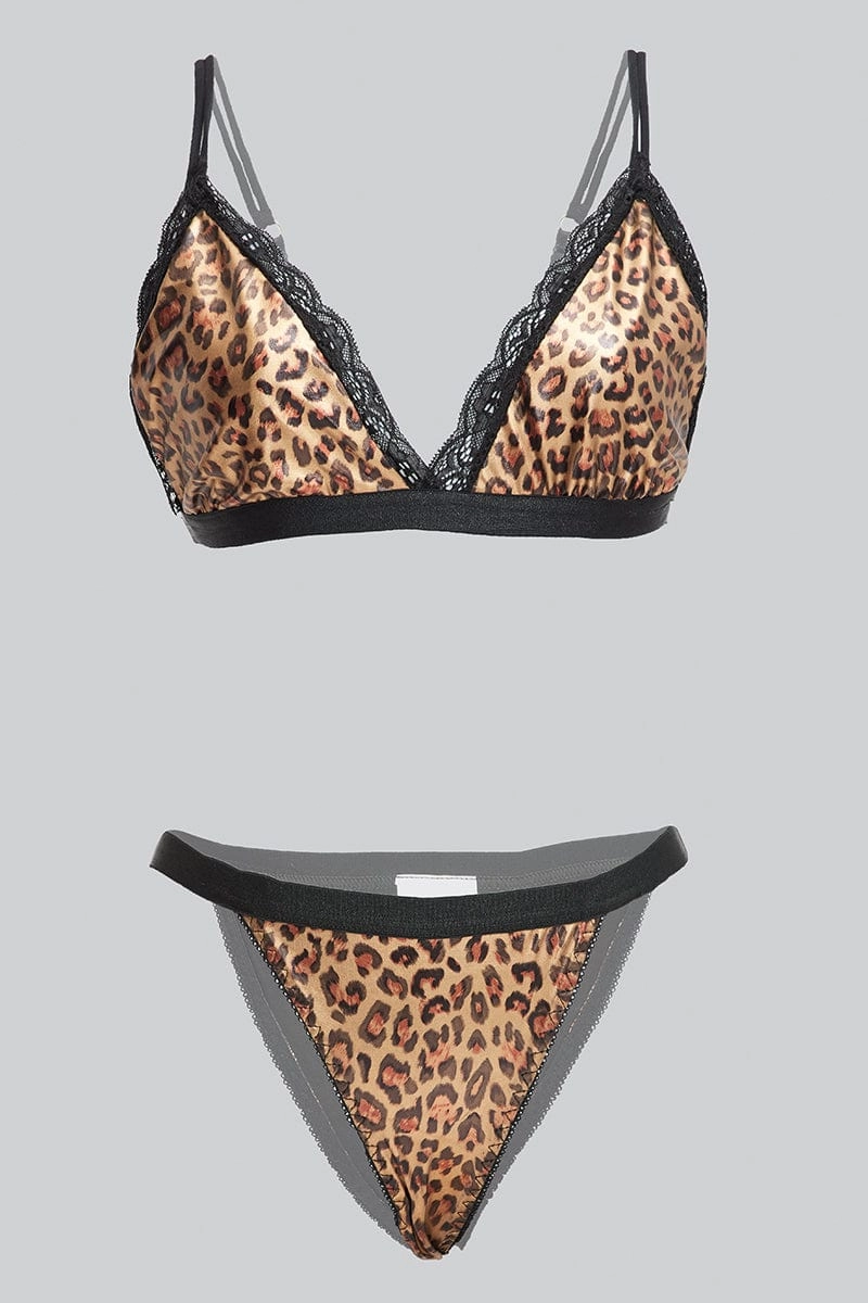 Black Animal Print Animal Print Lingerie Set