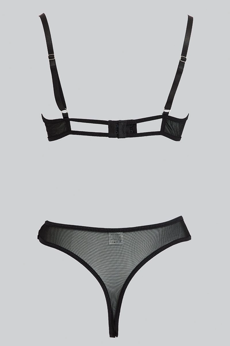 Black Embroidered Lingerie Set