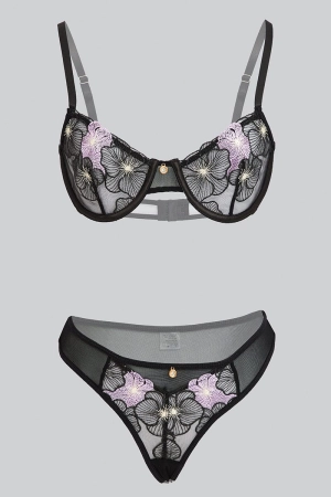 Black Embroidered Lingerie Set