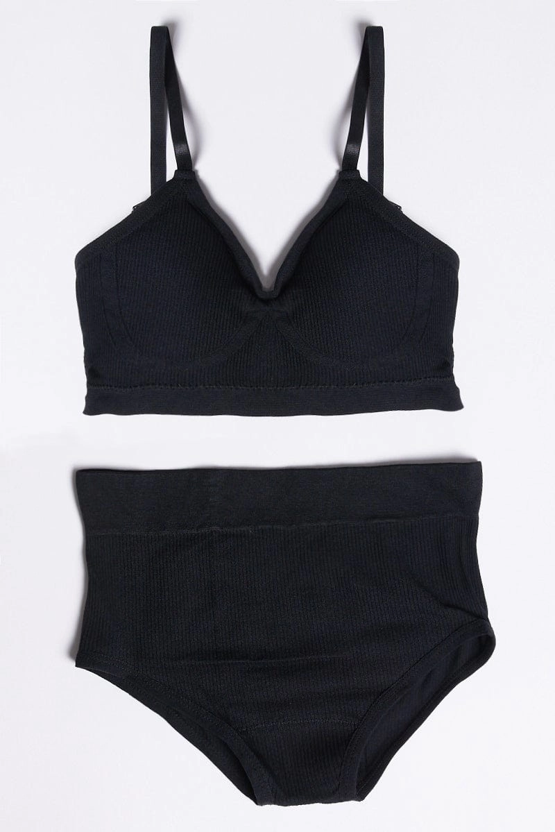 Black Seamless Lingerie Set