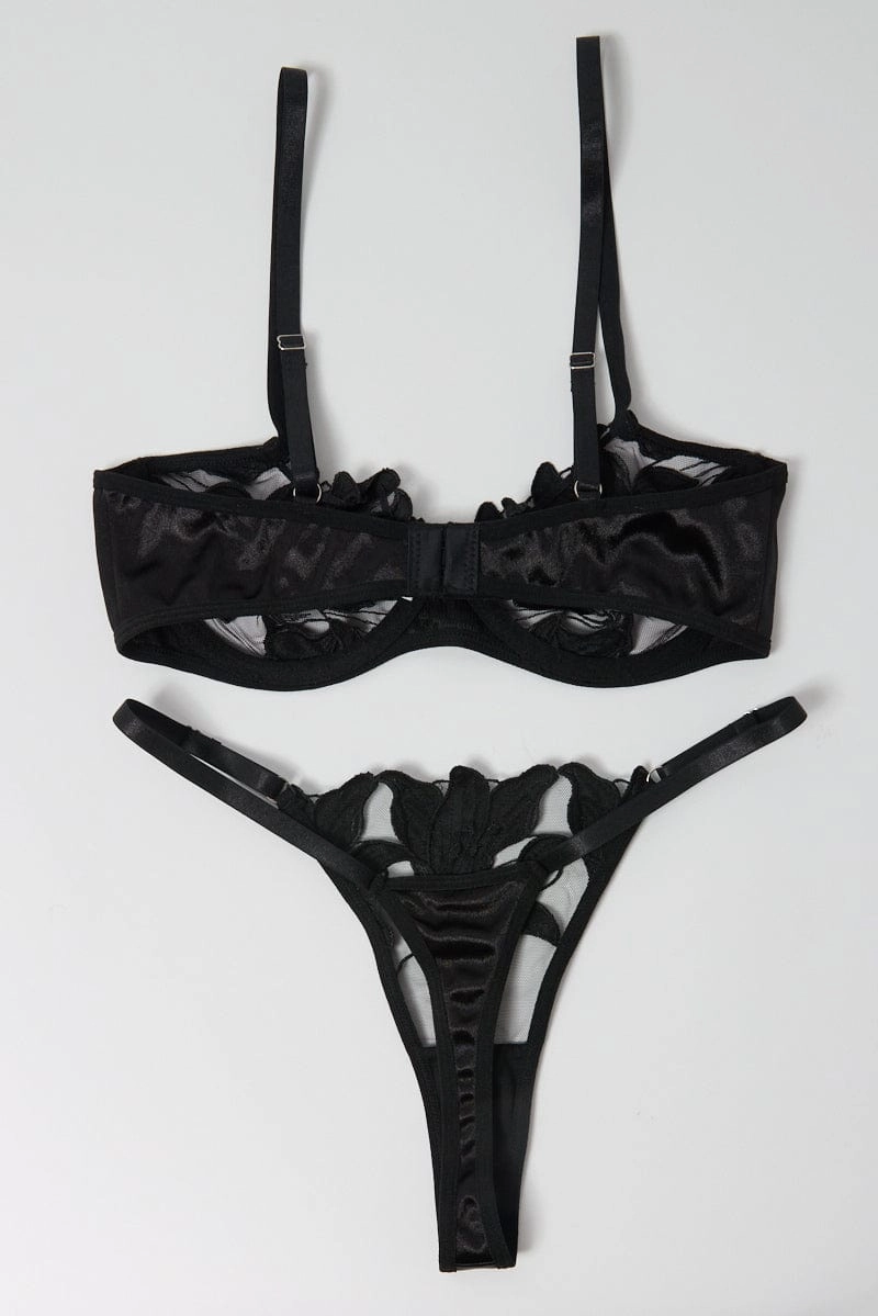 Black Embroidery Lingerie Set