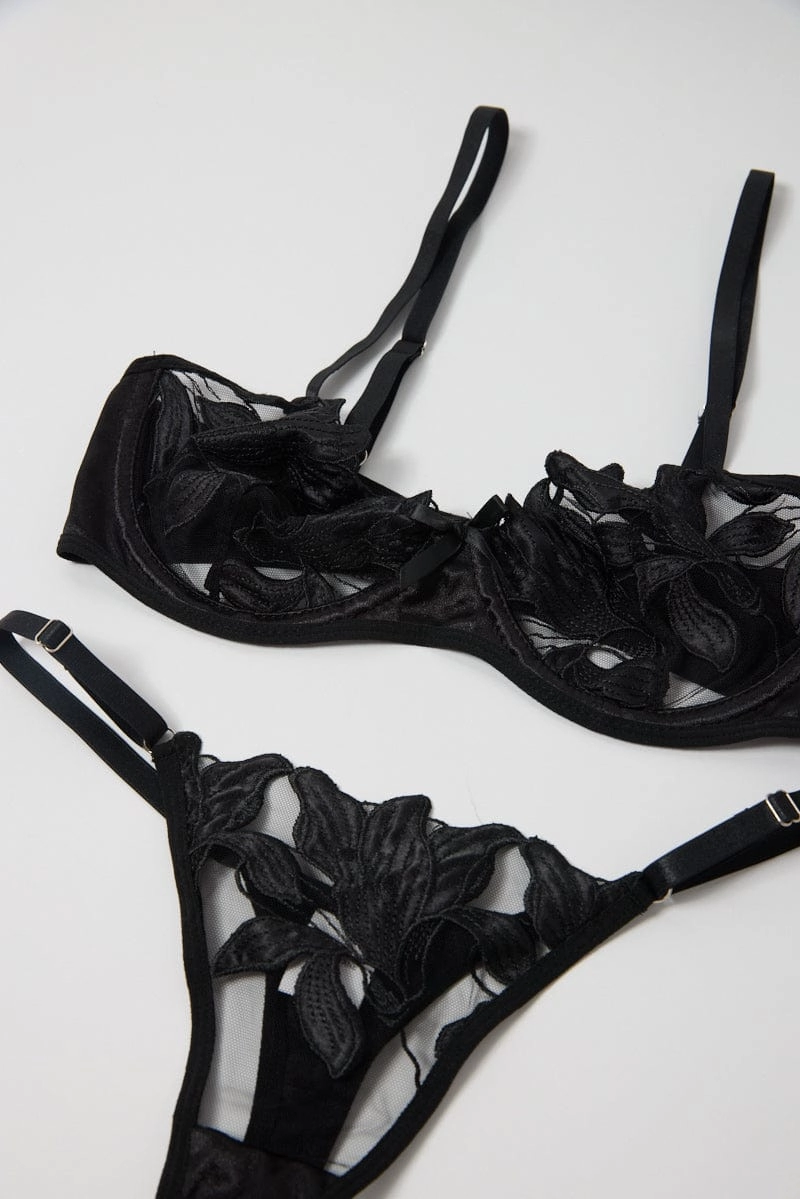 Black Embroidery Lingerie Set