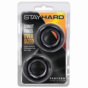 Blush Novelties - Stay Hard Donut Cock Rings Oversized Pack of 2 (Black)