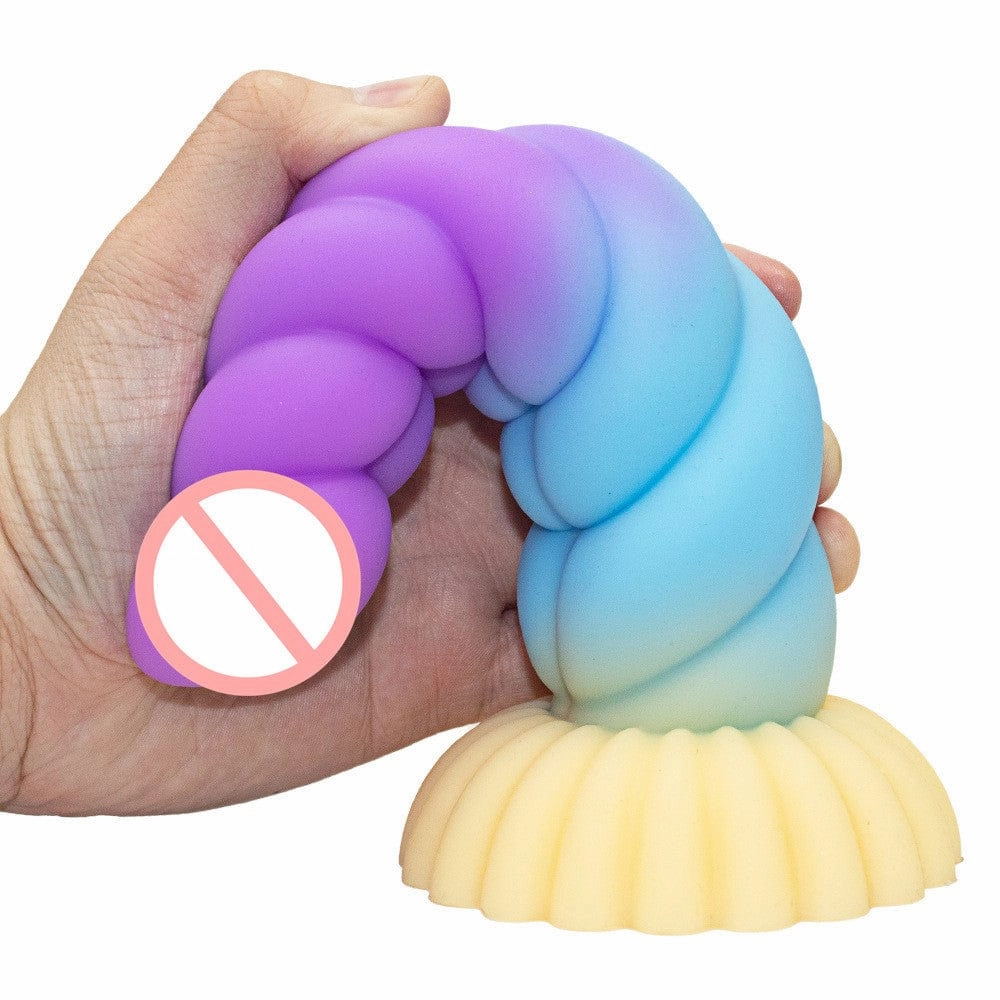 Colorful Braid Dildo Vibrator Liquid Silicone Anal Plug