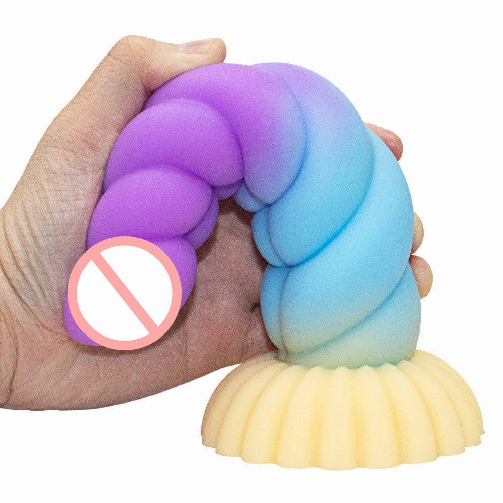 Colorful Braid Dildo Vibrator Liquid Silicone Anal Plug