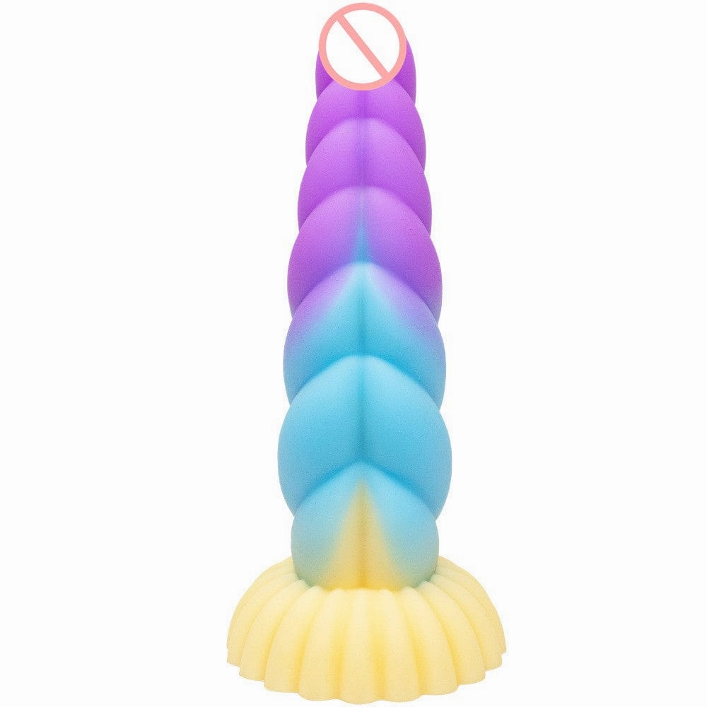 Colorful Braid Dildo Vibrator Liquid Silicone Anal Plug