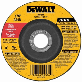 DEWALT DW4514-1/4" Thick Grinding Wheel With 4-1/2" Diameter And 7/8" Arbor