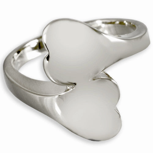 Double Heart Companion Cremation Ring with Two Compartments