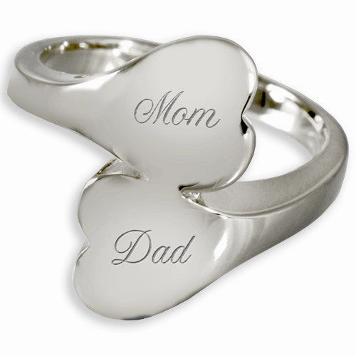 Double Heart Companion Cremation Ring with Two Compartments