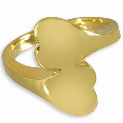Double Heart Companion Cremation Ring with Two Compartments