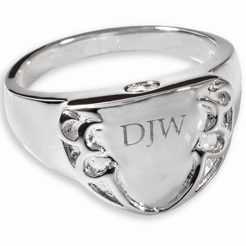 Engravable Shield Cremation Ring Memorial Jewelry for Cremated Remains
