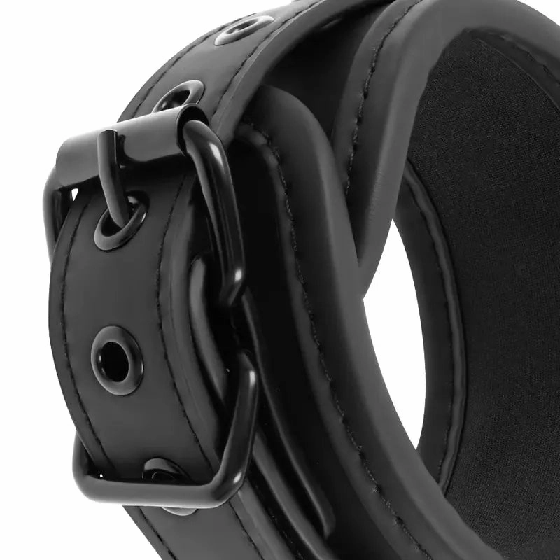Fetish Submissive - Open Legs Position with Neoprene lining handcuffs