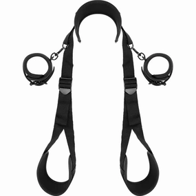 Fetish Submissive - Open Legs Position with Neoprene lining handcuffs