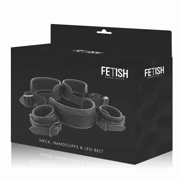 Fetish Submissive - Open Legs Position with Neoprene lining handcuffs