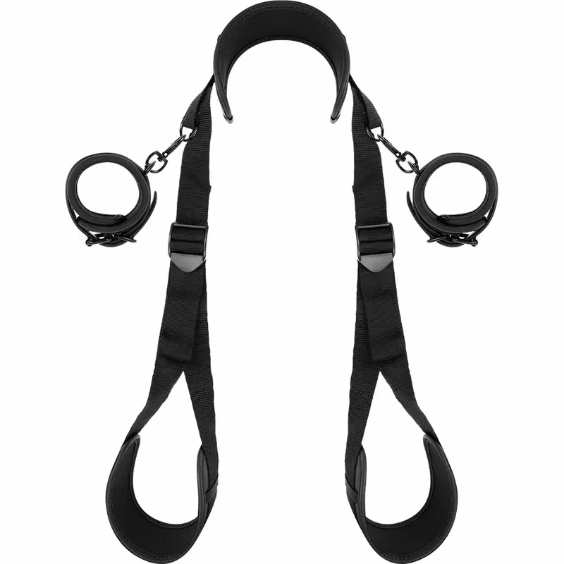 Fetish Submissive - Open Legs Position with Neoprene lining handcuffs