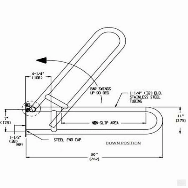 Flip Up/Swing Safety Rail Grab Bar FGB-3011S