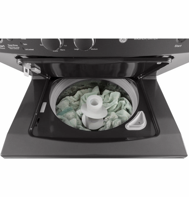 GE Unitized Spacemaker® 3.8 cu. ft. Capacity Washer with Black Stainless Steel Basket and 5.9 cu. ft. Capacity