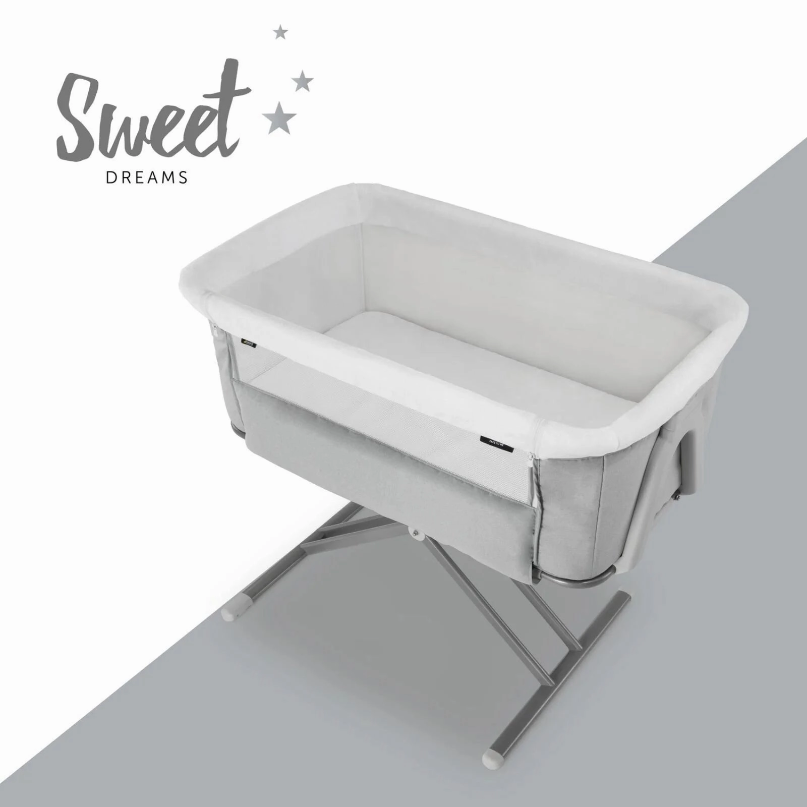 Hauck Face to Me 2 Bedside Crib - Melange Grey