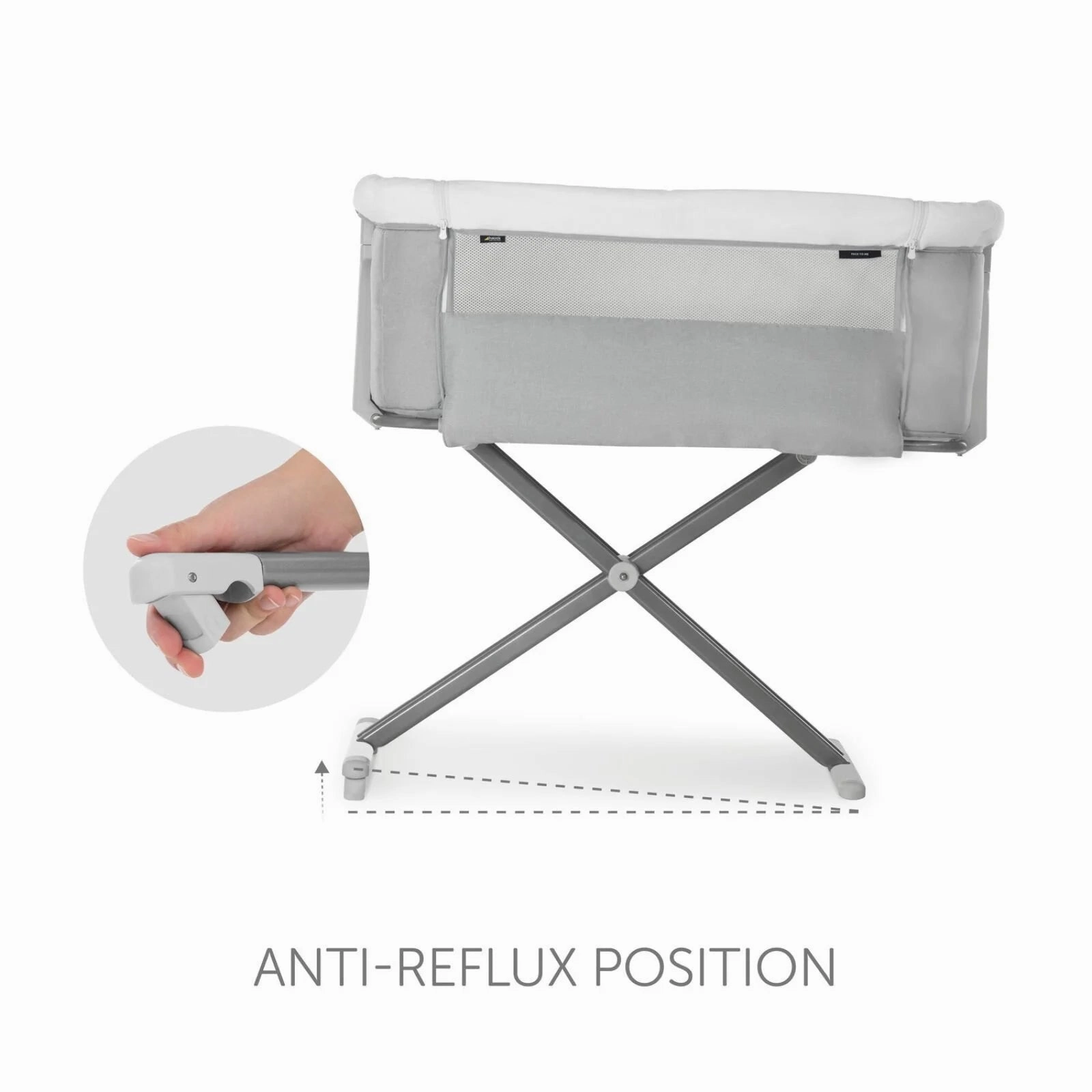 Hauck Face to Me 2 Bedside Crib - Melange Grey