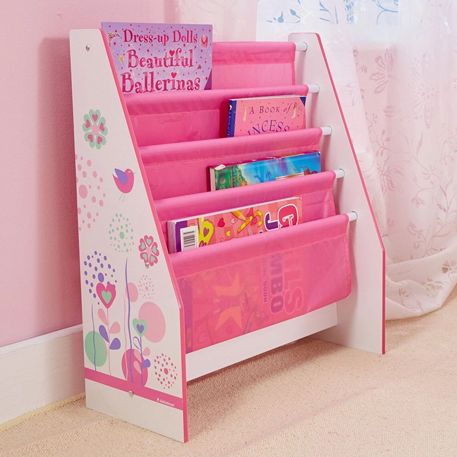 Hello Home Kids Sling Bookcase - Flowers and Birds