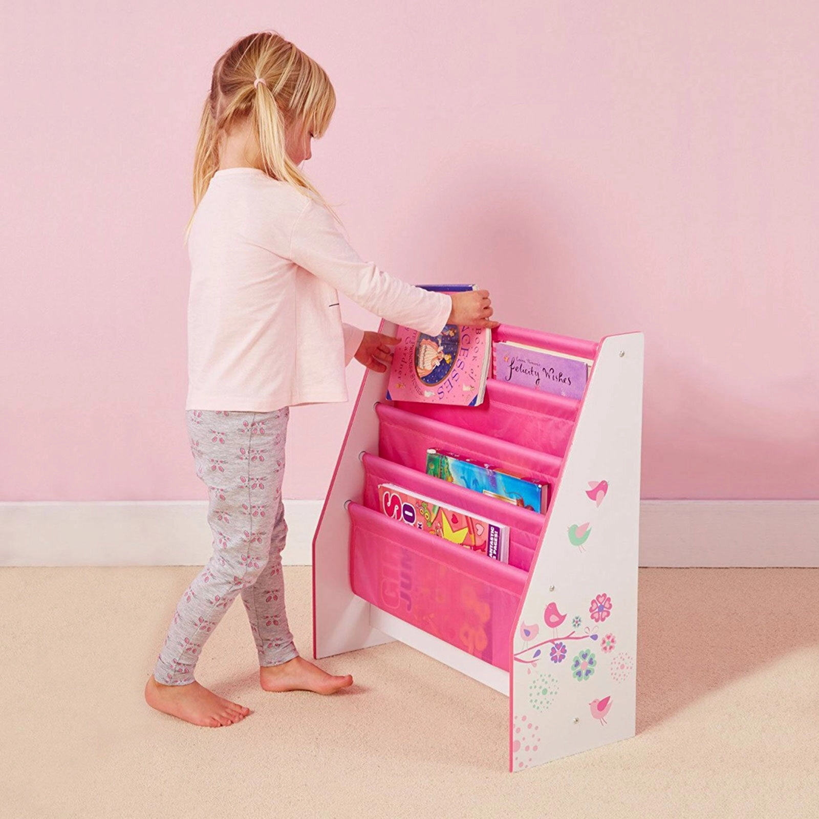 Hello Home Kids Sling Bookcase - Flowers and Birds