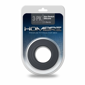 Hombre Xtra Stretch Silicone C-Bands, 3Pk Charcoal