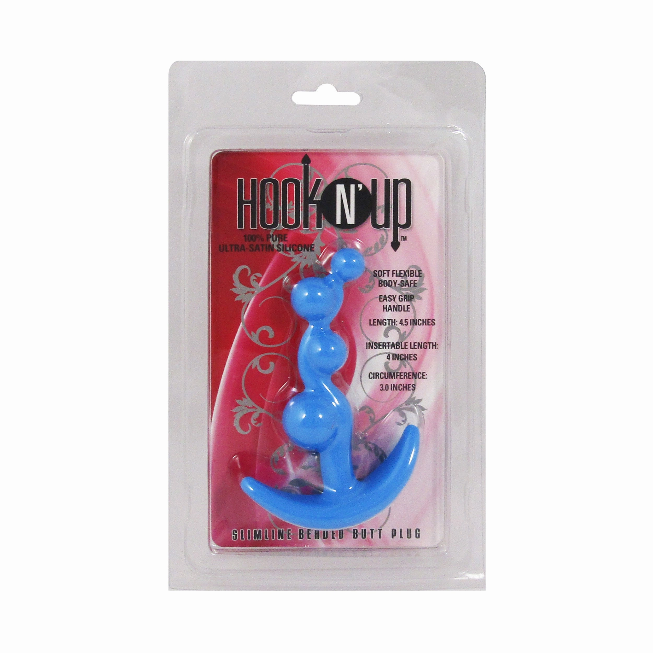 Hook N' Up Small Beaded Anal Plug - Blue