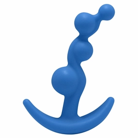 Hook N' Up Small Beaded Anal Plug - Blue