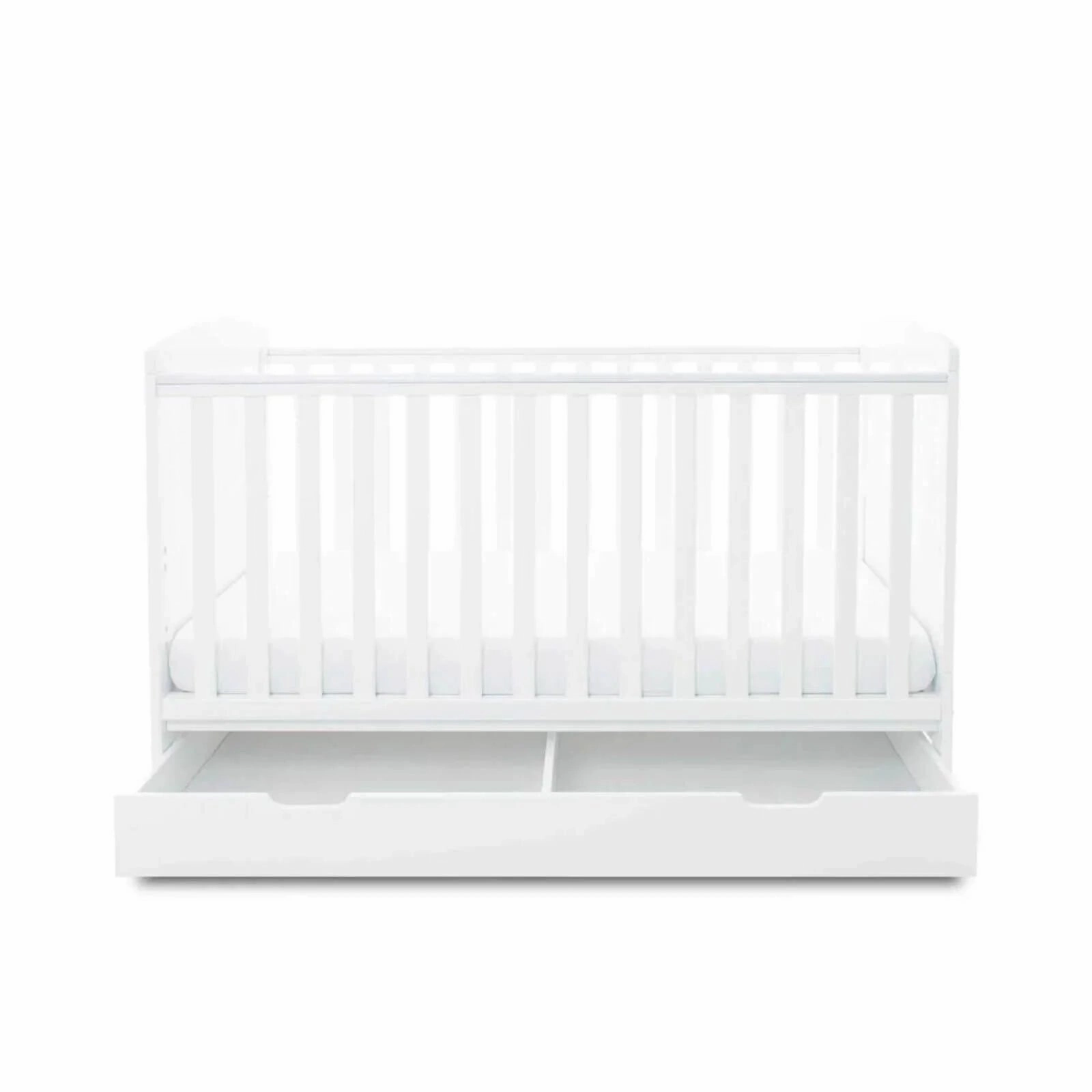 Ickle Bubba Coleby Classic Cot Bed & Under Drawer White - Fibre Mattress