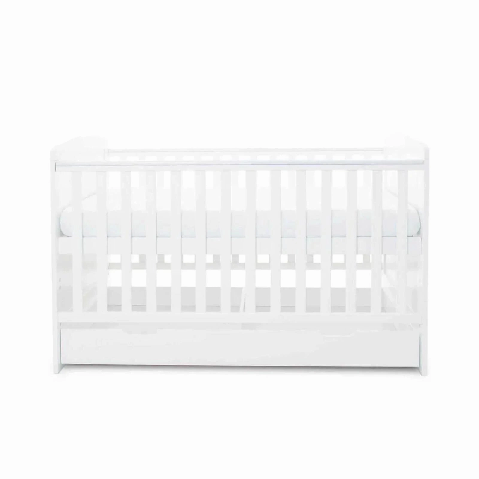 Ickle Bubba Coleby Classic Cot Bed & Under Drawer White - Fibre Mattress