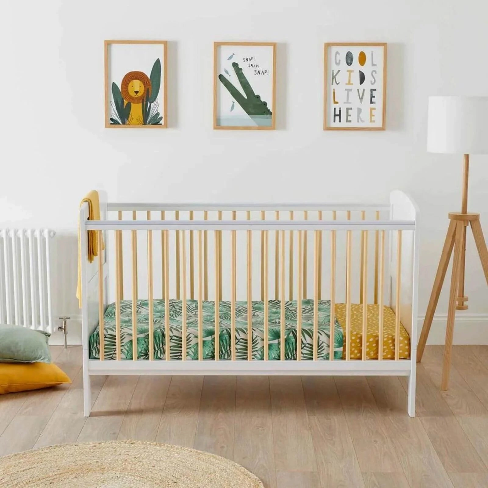 Ickle Bubba Coleby Scandi Cot Bed Scandi White - Premium Pocket Sprung Mattress
