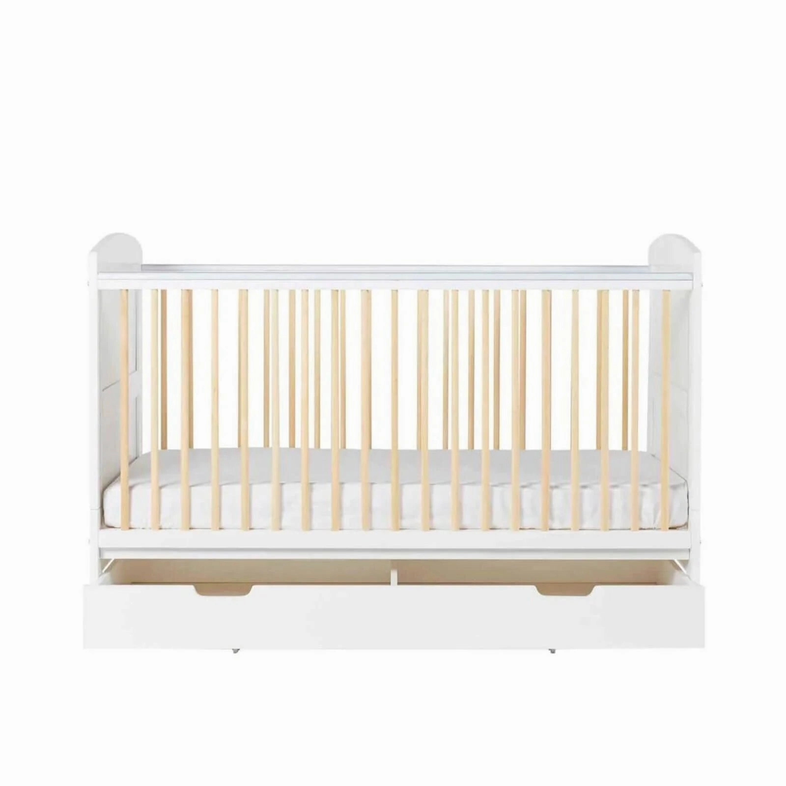 Ickle Bubba Coleby Scandi Cot Bed with Under Drawer Scandi White - Premium Pocket Sprung Mattress