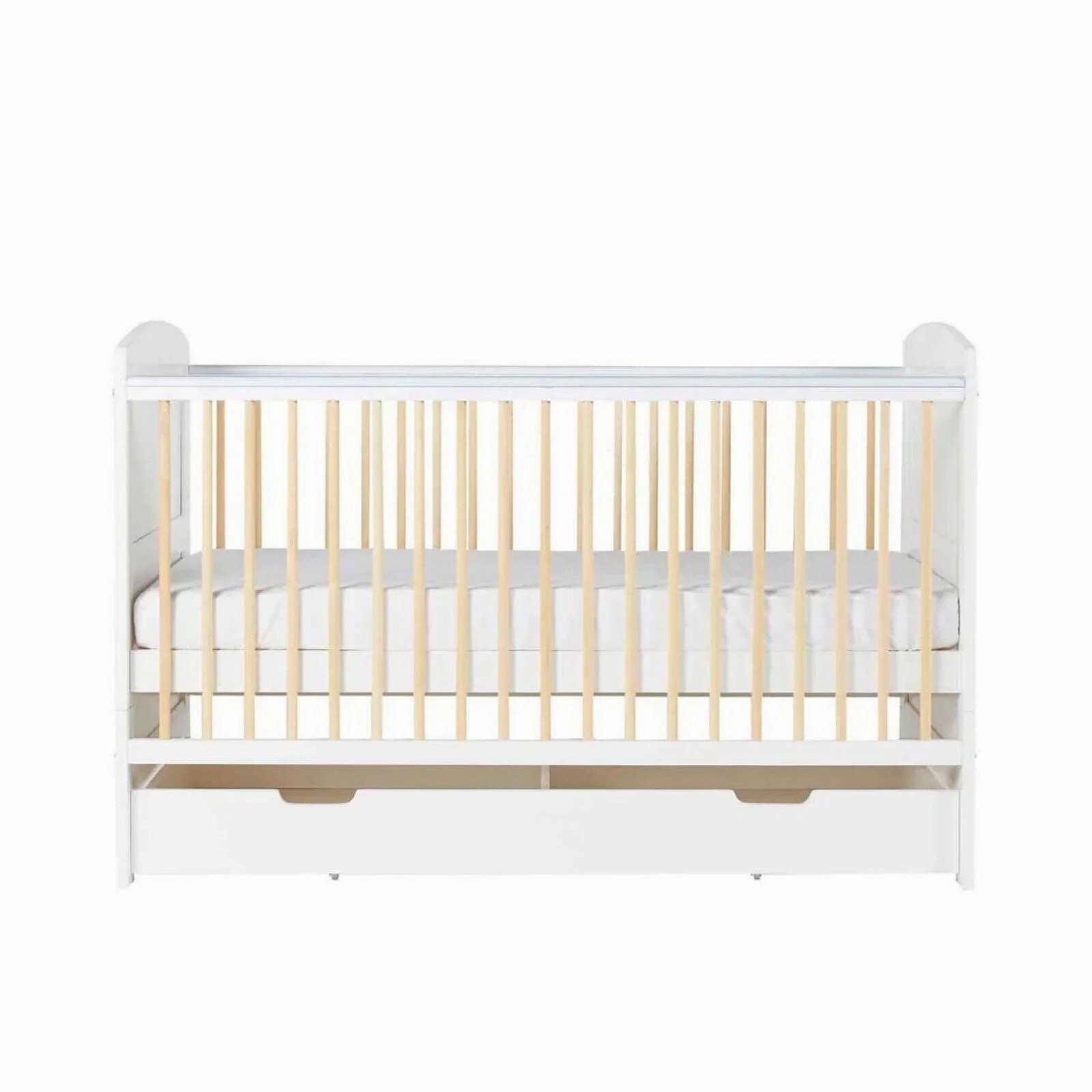 Ickle Bubba Coleby Scandi Cot Bed with Under Drawer Scandi White - Premium Pocket Sprung Mattress