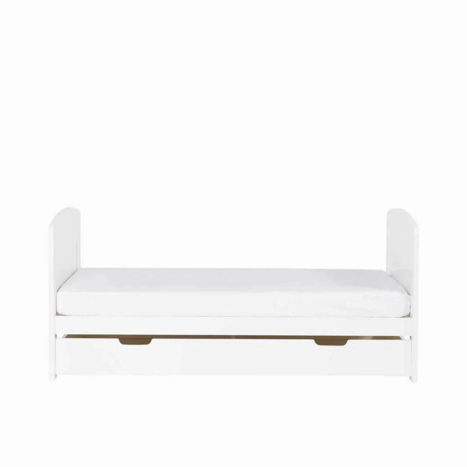 Ickle Bubba Coleby Scandi Cot Bed with Under Drawer Scandi White - Premium Pocket Sprung Mattress