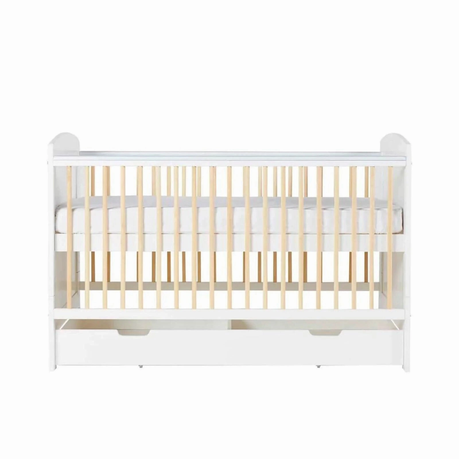 Ickle Bubba Coleby Scandi Cot Bed with Under Drawer Scandi White - Premium Sprung Mattress