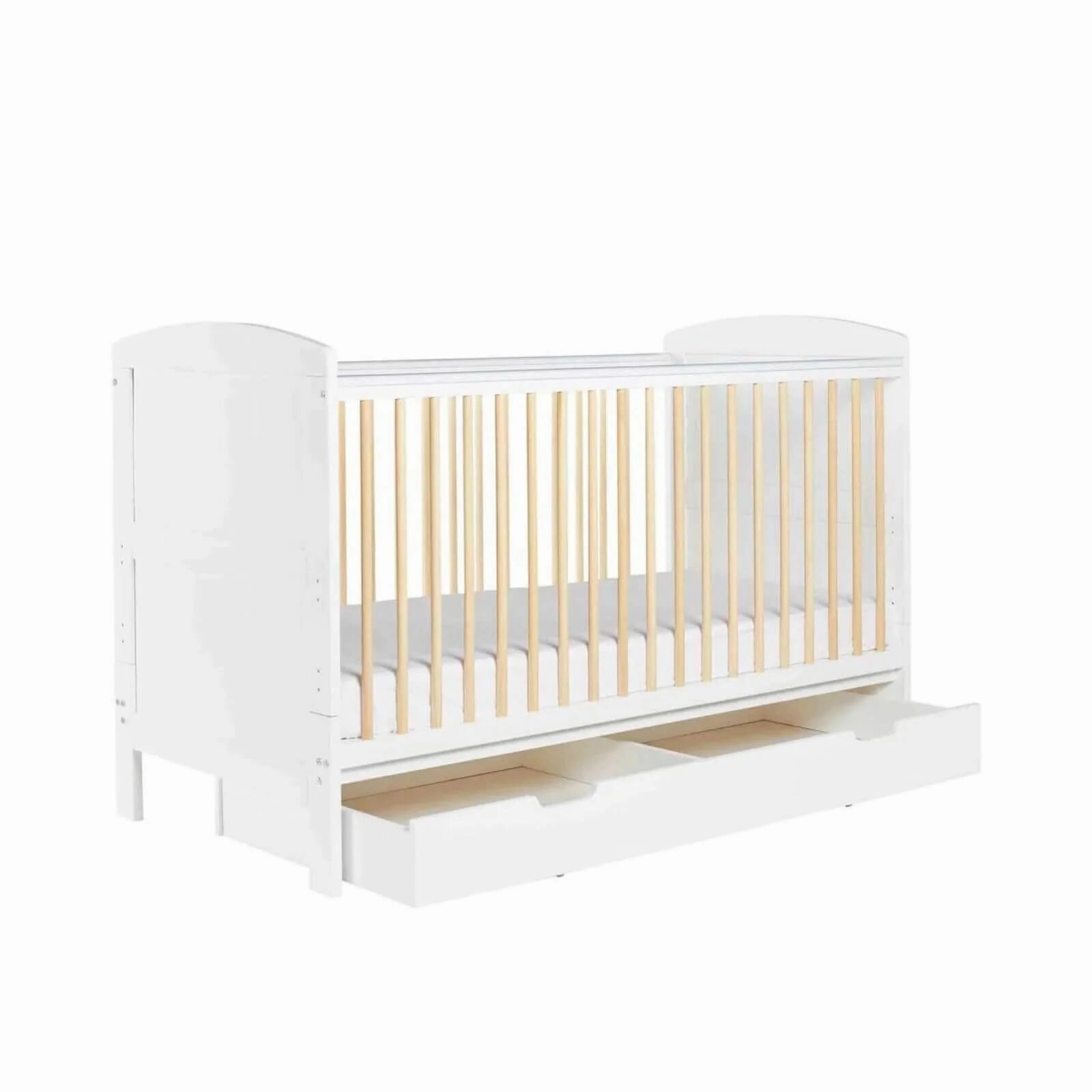 Ickle Bubba Coleby Scandi Cot Bed with Under Drawer Scandi White - Without Mattress