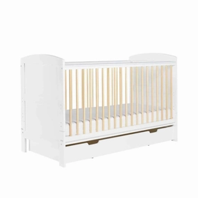 Ickle Bubba Coleby Scandi Cot Bed with Under Drawer Scandi White - Without Mattress