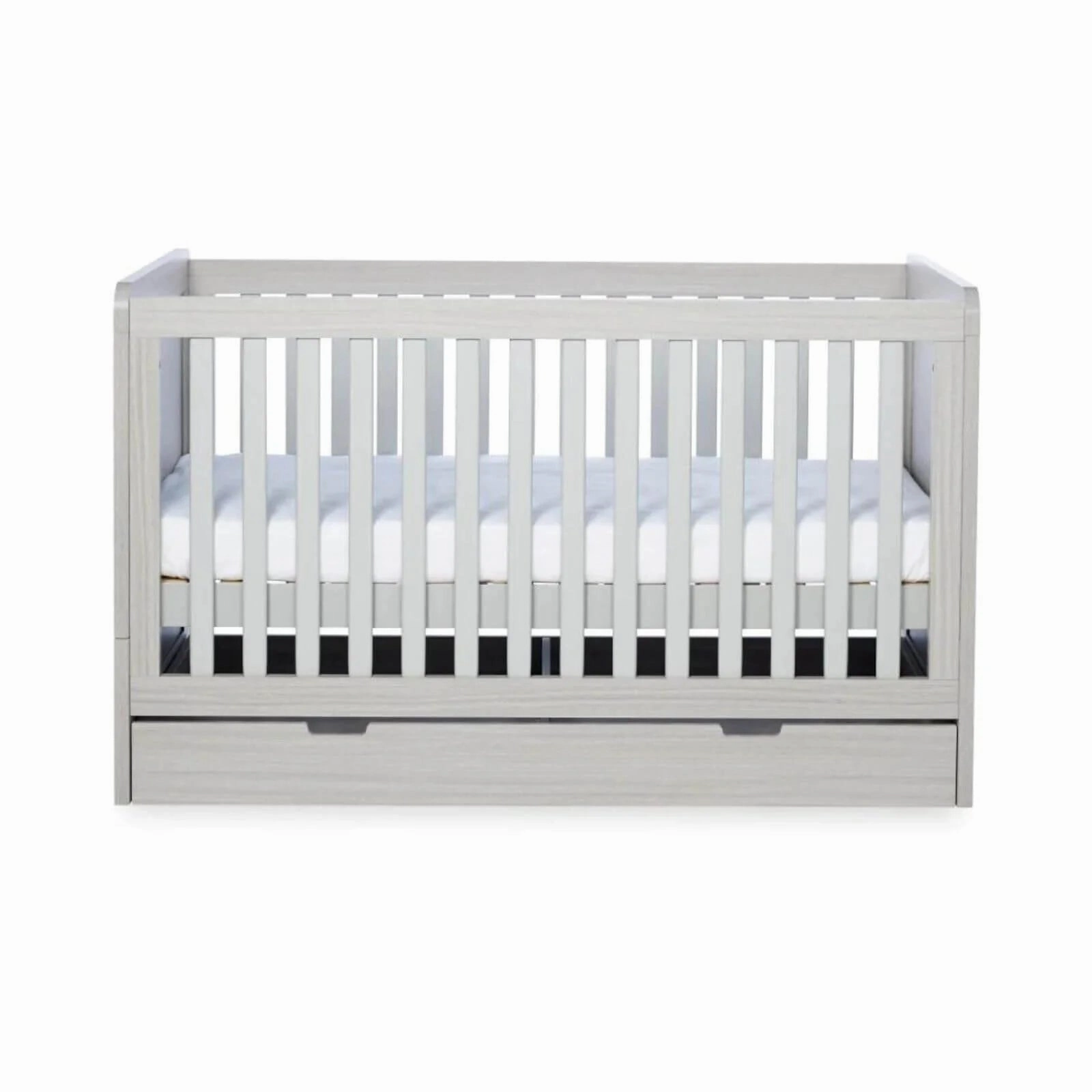 Ickle Bubba Pembrey Cot Bed & Under Drawer Ash Grey - Fibre Mattress