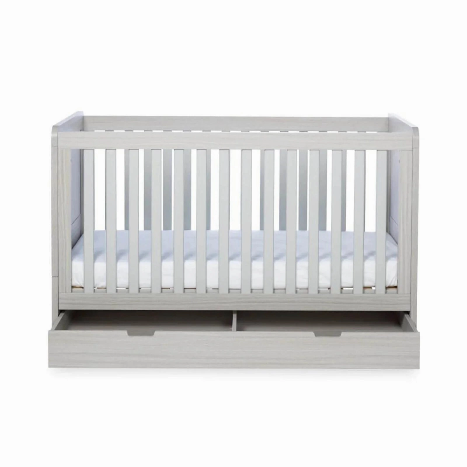 Ickle Bubba Pembrey Cot Bed & Under Drawer Ash Grey - Fibre Mattress