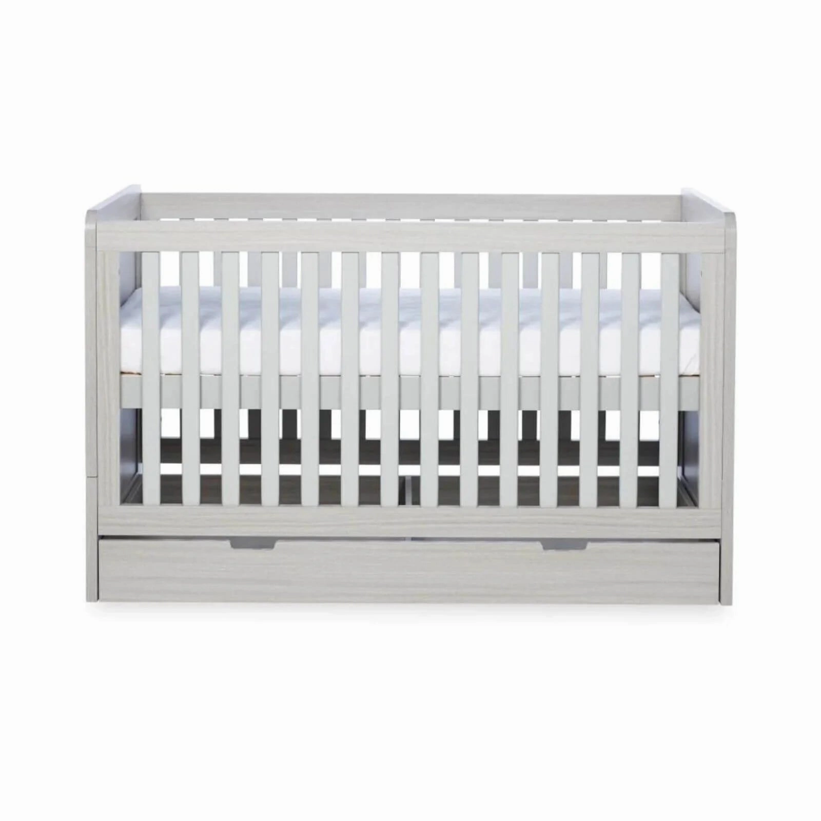 Ickle Bubba Pembrey Cot Bed & Under Drawer Ash Grey - Fibre Mattress