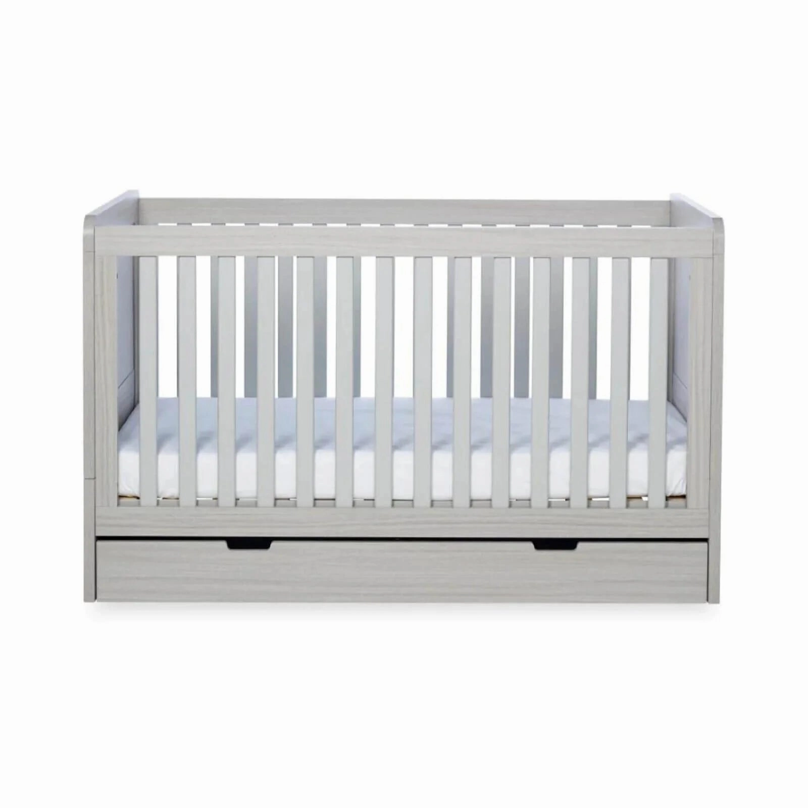 Ickle Bubba Pembrey Cot Bed & Under Drawer Ash Grey - Fibre Mattress