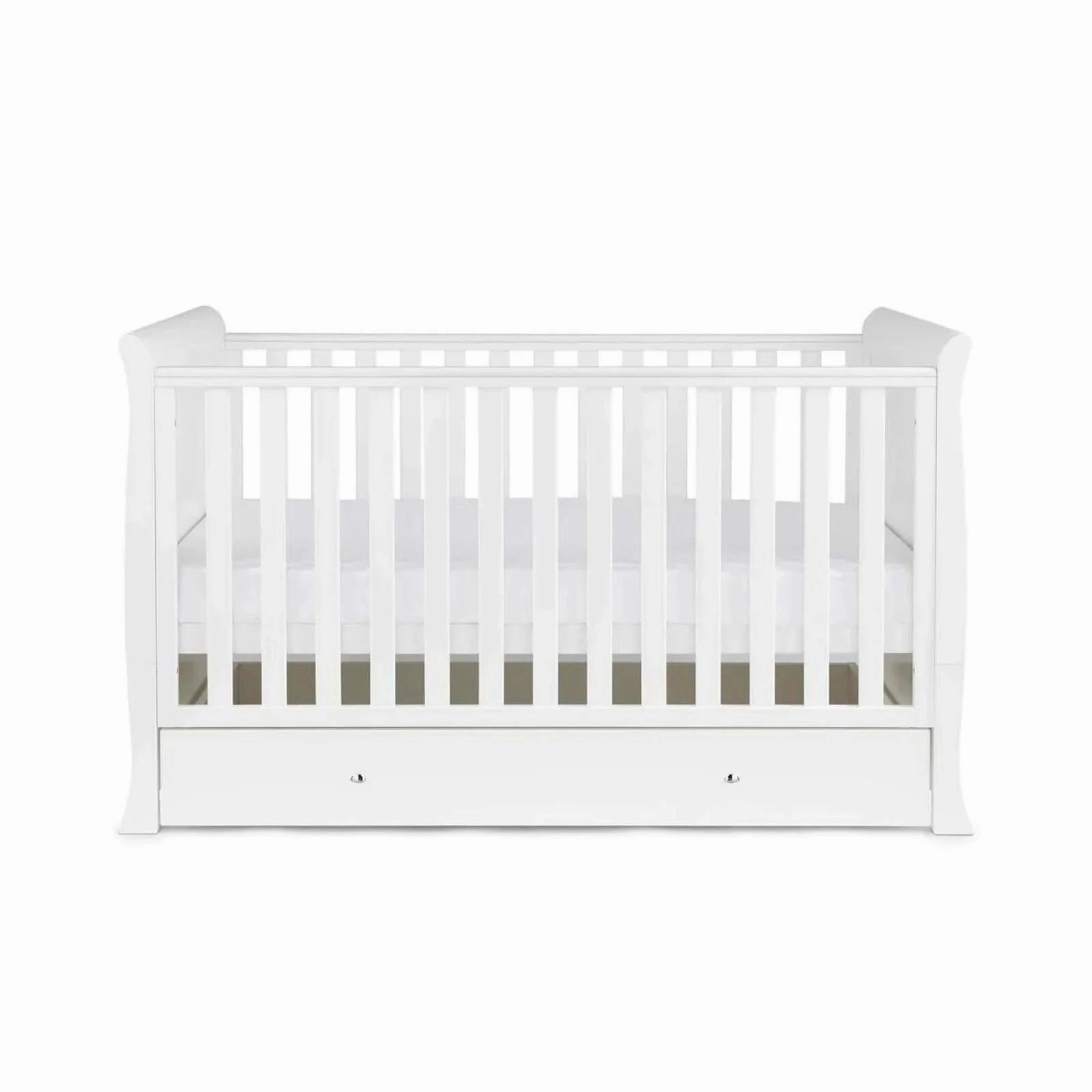 Ickle Bubba Snowdon Classic Cot Bed White - Premium Sprung Mattress