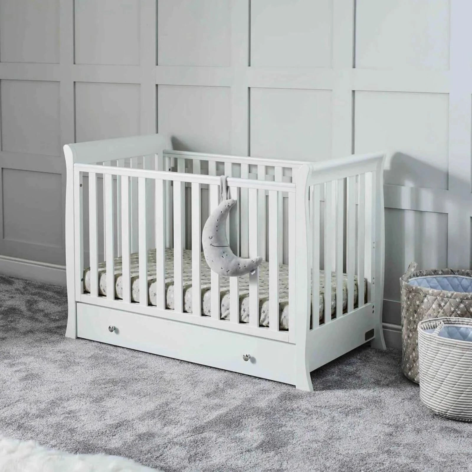 Ickle Bubba Snowdon Mini Cot Bed White - Without Mattress