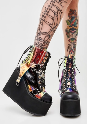 Iridescent Black Boots