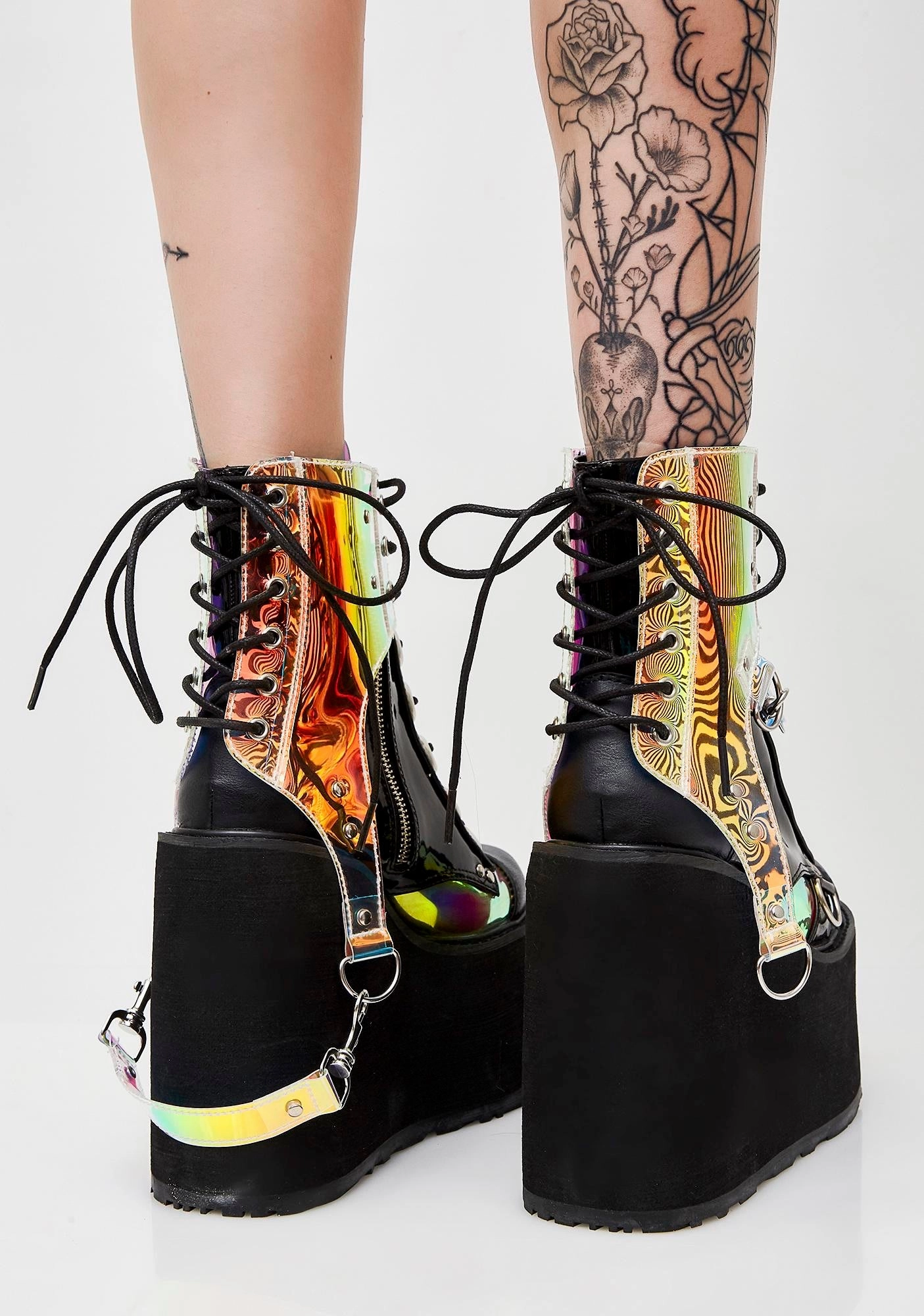 Iridescent Black Boots