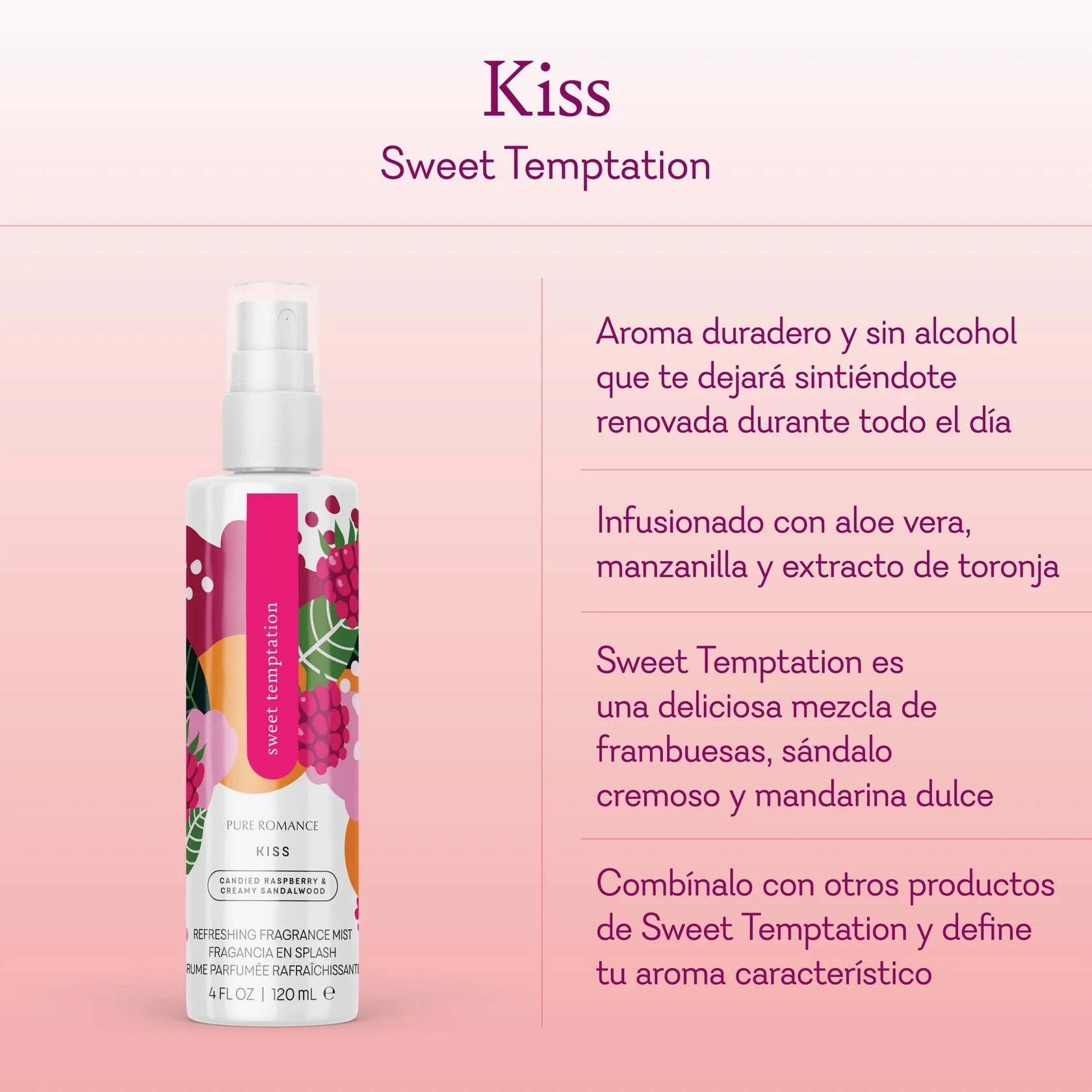 Kiss - Pheromone Fragrance Mist - Sweet Temptation - IN STOCK - 16 LEFT - Pure Romance